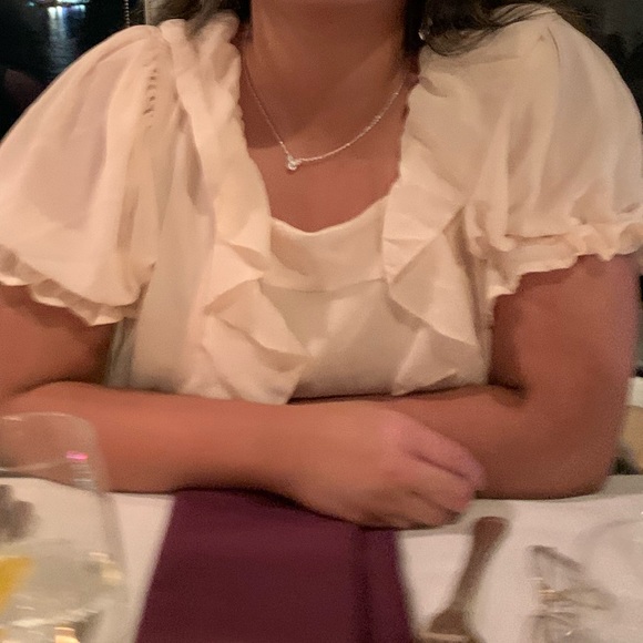 Cream Mesh Jumpsuit with Short Sleeves. - Picture 4 of 4